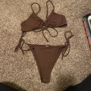 Brown tie bikini set